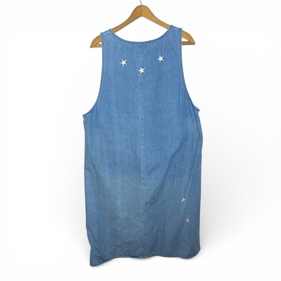THE QUACKER FACTORY Celestial Star Embroidered Denim Shift Dress Size Large - Picture 2 of 10